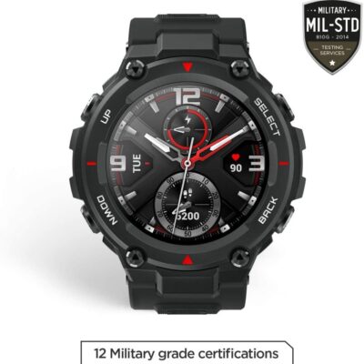 Amazfit T-Rex Smartwatch, Military Standard Certified, Tough Body, GPS, 20-Day Battery Life, 1.3” AMOLED Display, Water Resistant, 14-Sports Modes