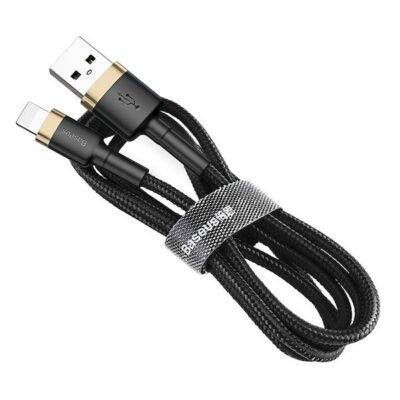 Baseus Cafule Cable Durable Nylon Braided Wire USB / Lightning 1.5A 2M black-gold (CALKLF-CV1)