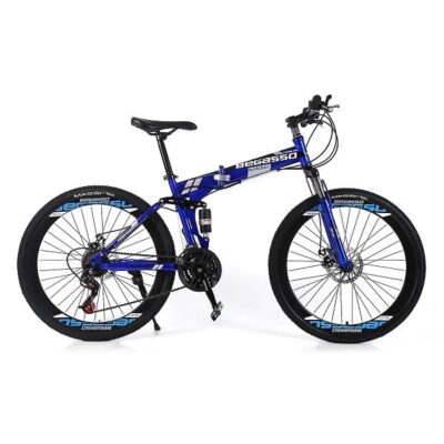 Begasso Spoke Rim Folding Bicycle – Blue Color (26 inches, Double suspension, (7 + 3) Gear)