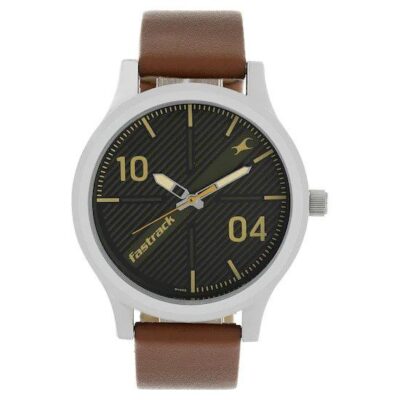 Fastrack Fundamentals White Dial Leather Strap Watch (NM38051SL02)