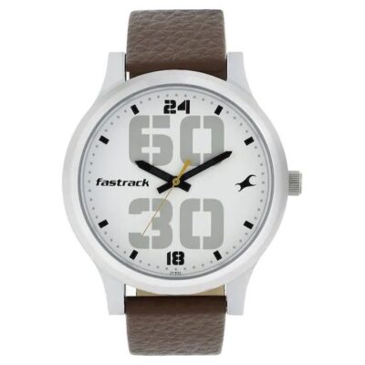 Fastrack Leather Strap Watch For Men?s (NN38051SL06)