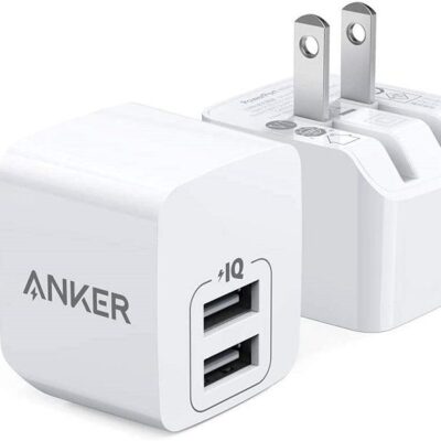 Anker PowerPort Mini 2-Pack Dual Port USB Charger 12W with Foldable Plug