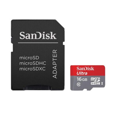 SanDisk Ultra 16GB MicroSDHC UHS-I Card With Adapter