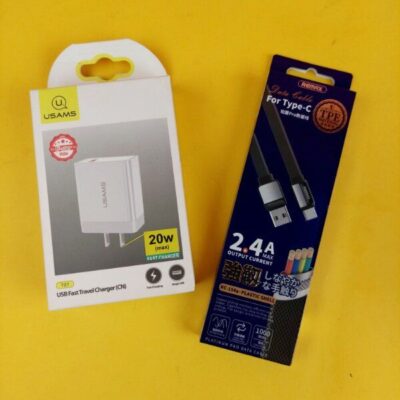USAMS T27 USB 20W Fast Charger Combo With Fast Charging Type-C Cable