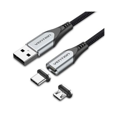 VENTION CQMHG USB 2.0 A Male to 2-in-1 Micro-B & USB-C Male Magnetic Cable 1.5M