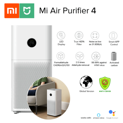 Xiaomi Smart Mi Air Purifier 4 (Mobile App & Voice Control, OLED Touch Screen, Negative Ion Generator, Precise Sensors)